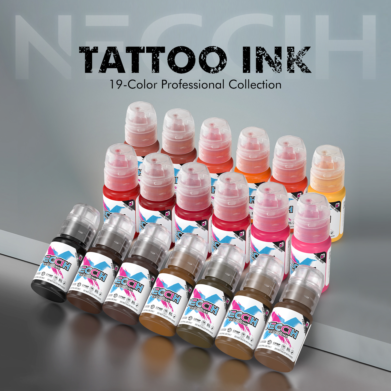 NECCIH Tattoo Ink &mdash; 19-Color Professional Collection